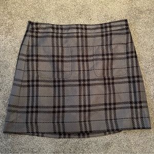 J. Crew Black & Dark Grey Check Skirt